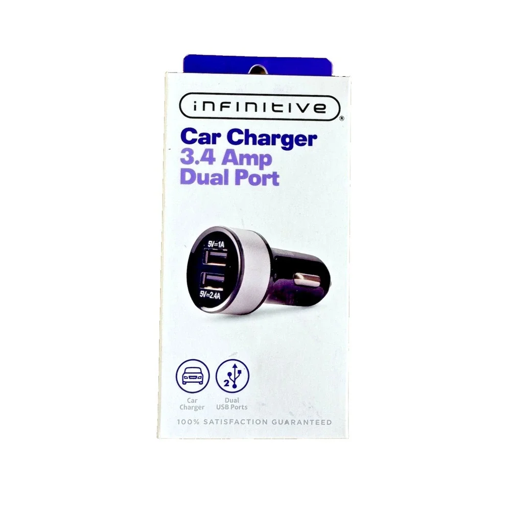 Infinitive Car Charger 3.4 Amp Dual Port USB-A Cigarette Lighter